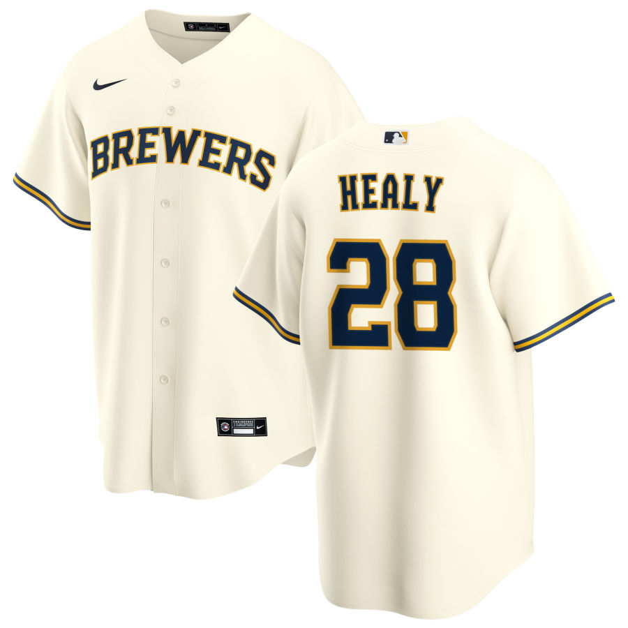 Nike Men #28 Ryon Healy Milwaukee Brewers Baseball Jerseys Sale-Cream
